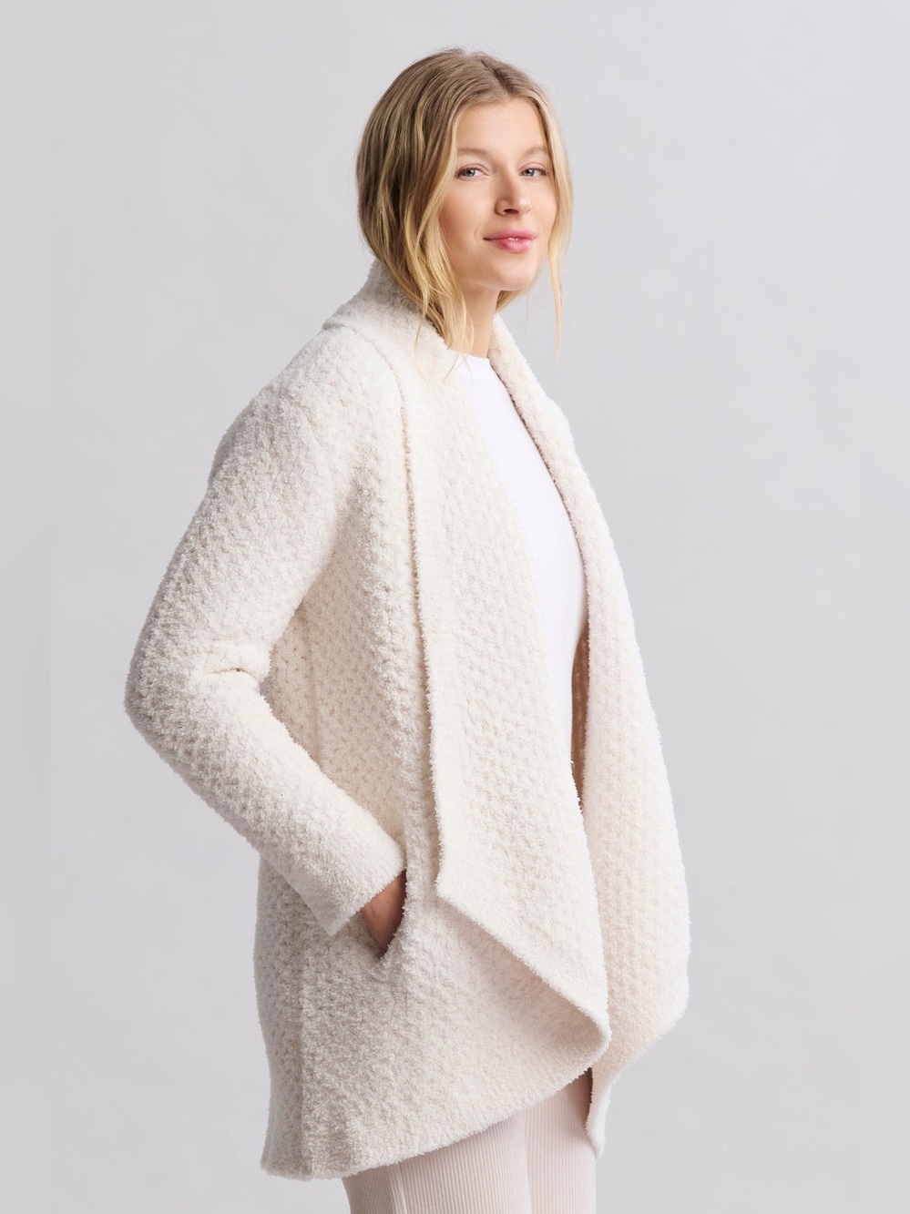 Barefoot Dreams CozyChic® Honeycomb Shawl Cardigan - Picture 2 of 16